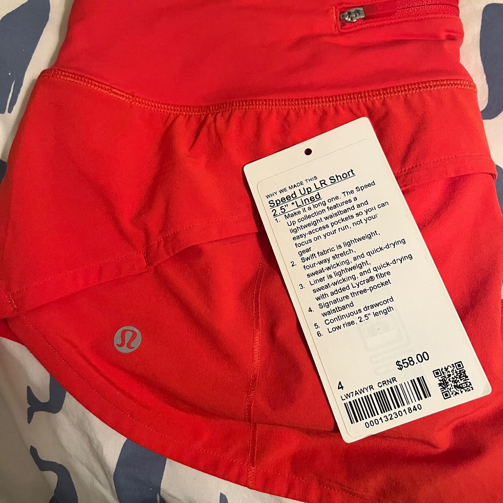 EUC Lululemon Speed Up Short lined, size 4